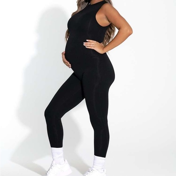 Naked Wardrobe The NW Sleeveless Mama Jumpsuit in Black - Picture 2 of 4